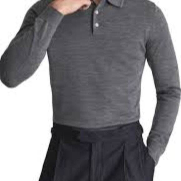 Reiss Grey Wool Blend Polo Sweater Size Med - Picture 3 of 10